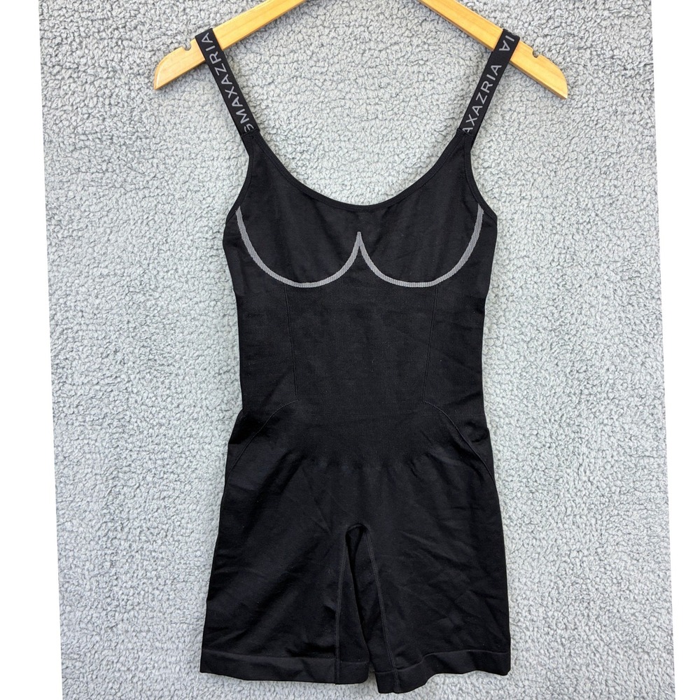 BCBGMAXAZRIA Shapewear Romper Women's Medium Black Seamless Bodysuit Logo Strap